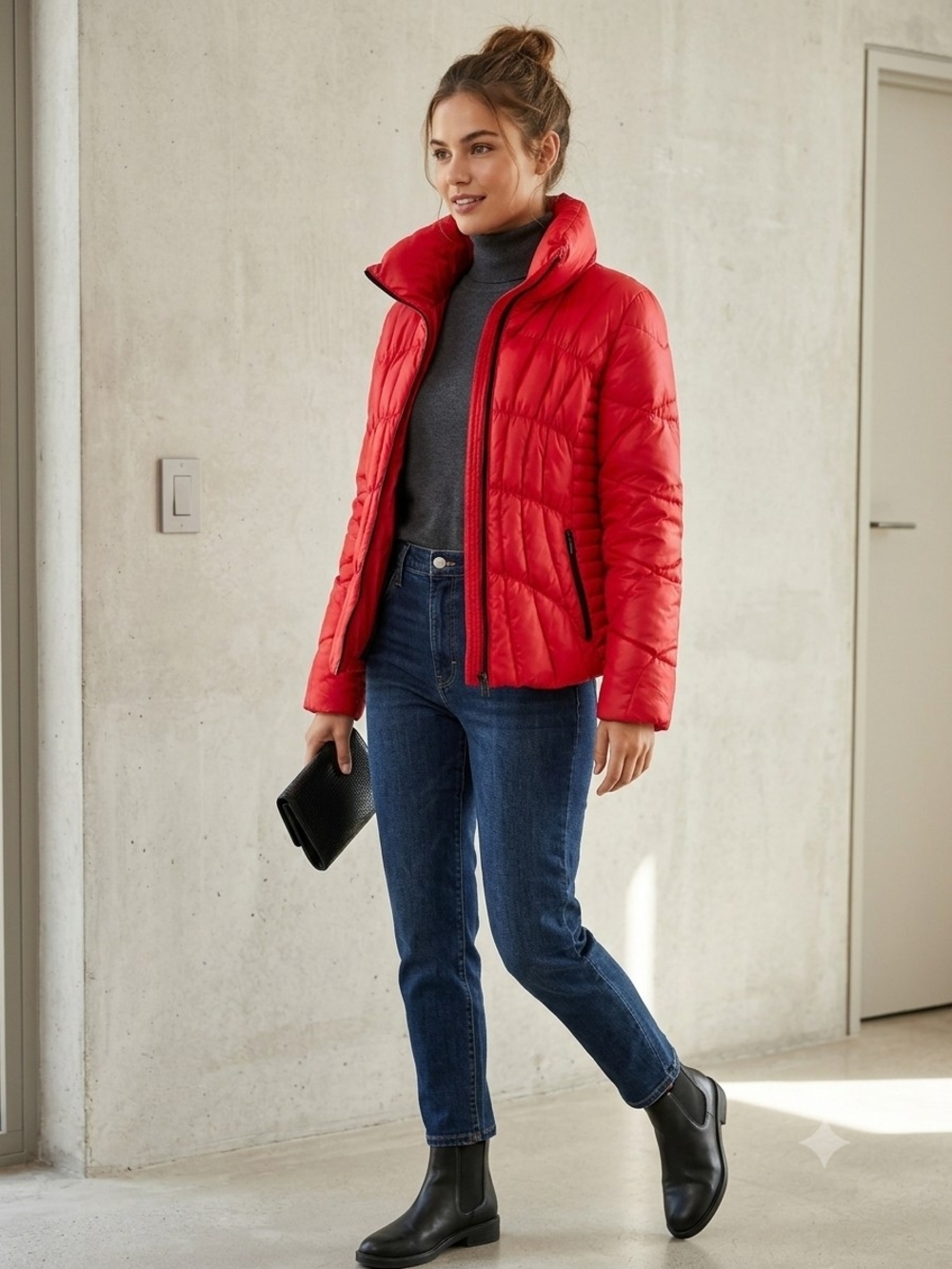 Marc New York Red Quilted Puffer Jacket